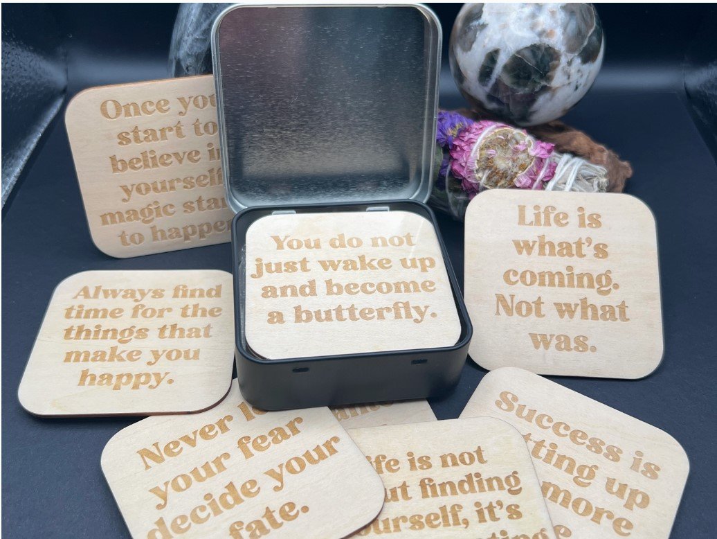 Wooden Affirmation Card Tin — “The Emberline Edition”