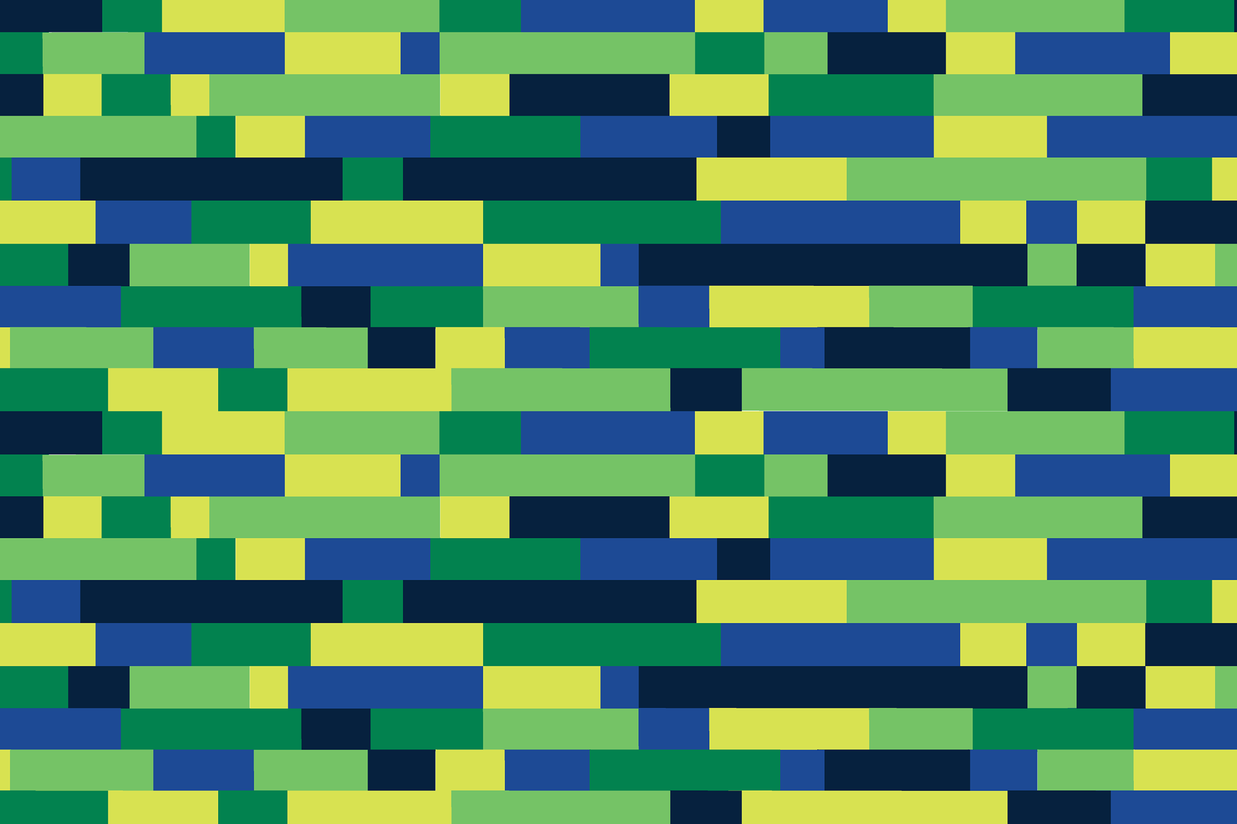 Abstract pattern of horizontal rectangles in varying shades of green, blue, and yellow.