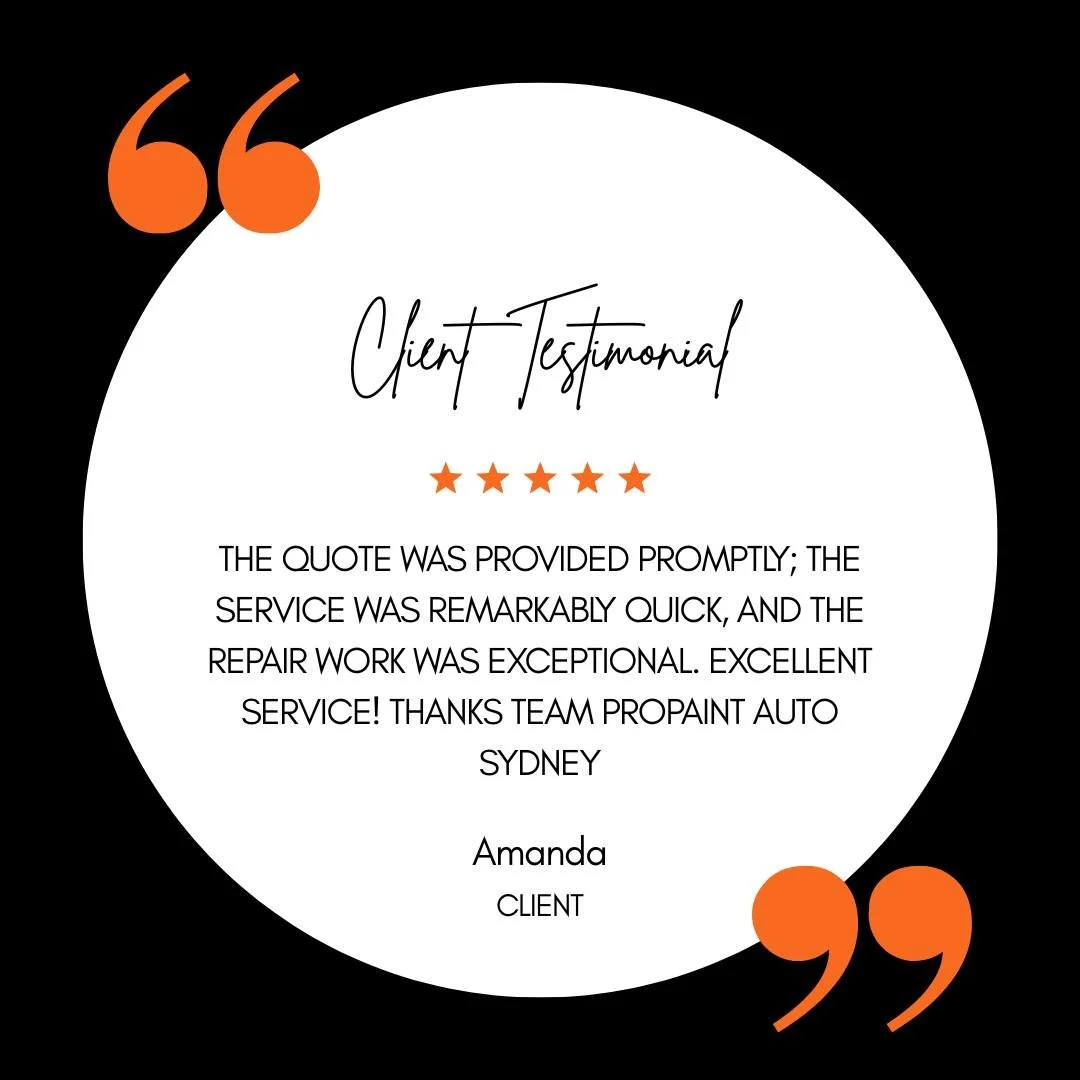 We absolutely love hearing from our valued clients. Huge thanks to Amanda for the trust and kind words! Our commitment is to deliver unparalleled service every single time. Kudos to Peter &amp; the Team for keeping the Propaint Auto Sydney promise al