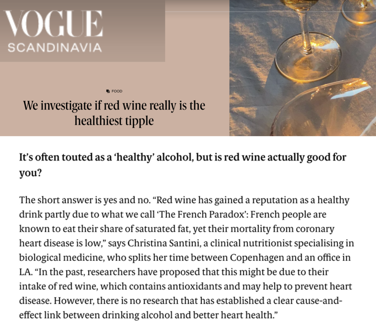 Is red wine healthy? (Interview feature in Vogue Scandinavia)