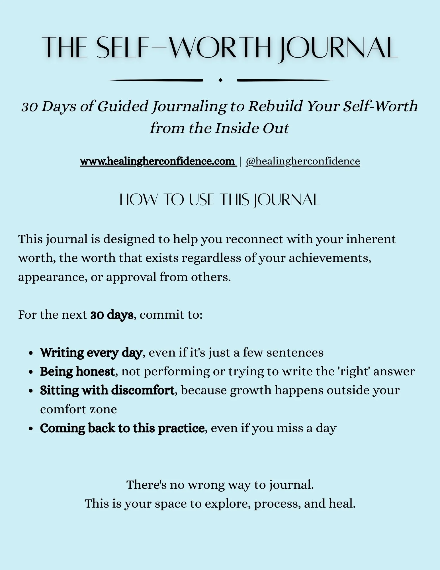 The Self-Worth Journal Prompt Guide