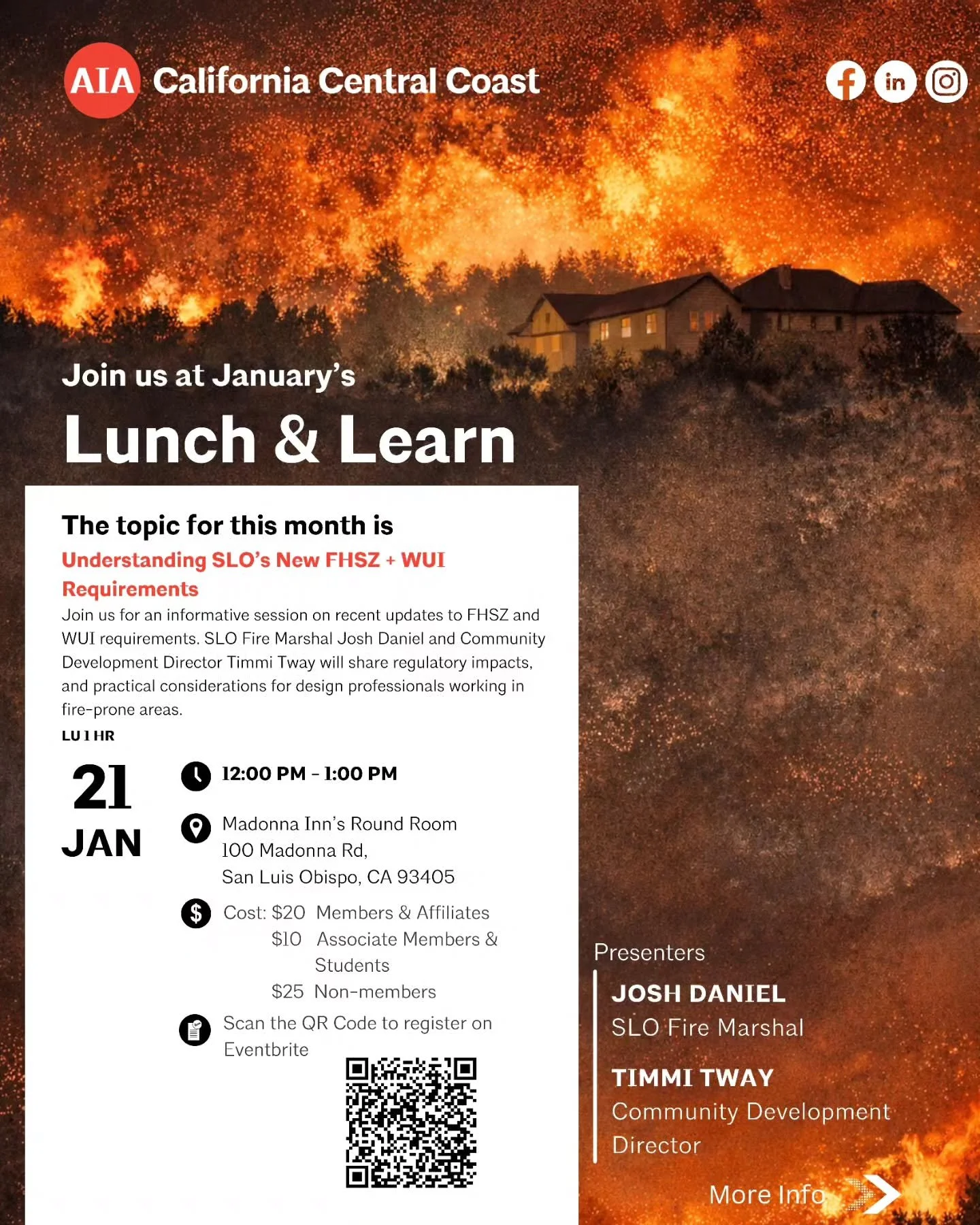 🔥 January Lunch &amp; Learn: Understanding SLO&rsquo;s New FHSZ + WUI Requirements

Join us for our first Lunch &amp; Learn of 2026, featuring SLO City Fire Marshal, Josh Daniel, and Community Development Director, Timmi Tway, as they walk us throug