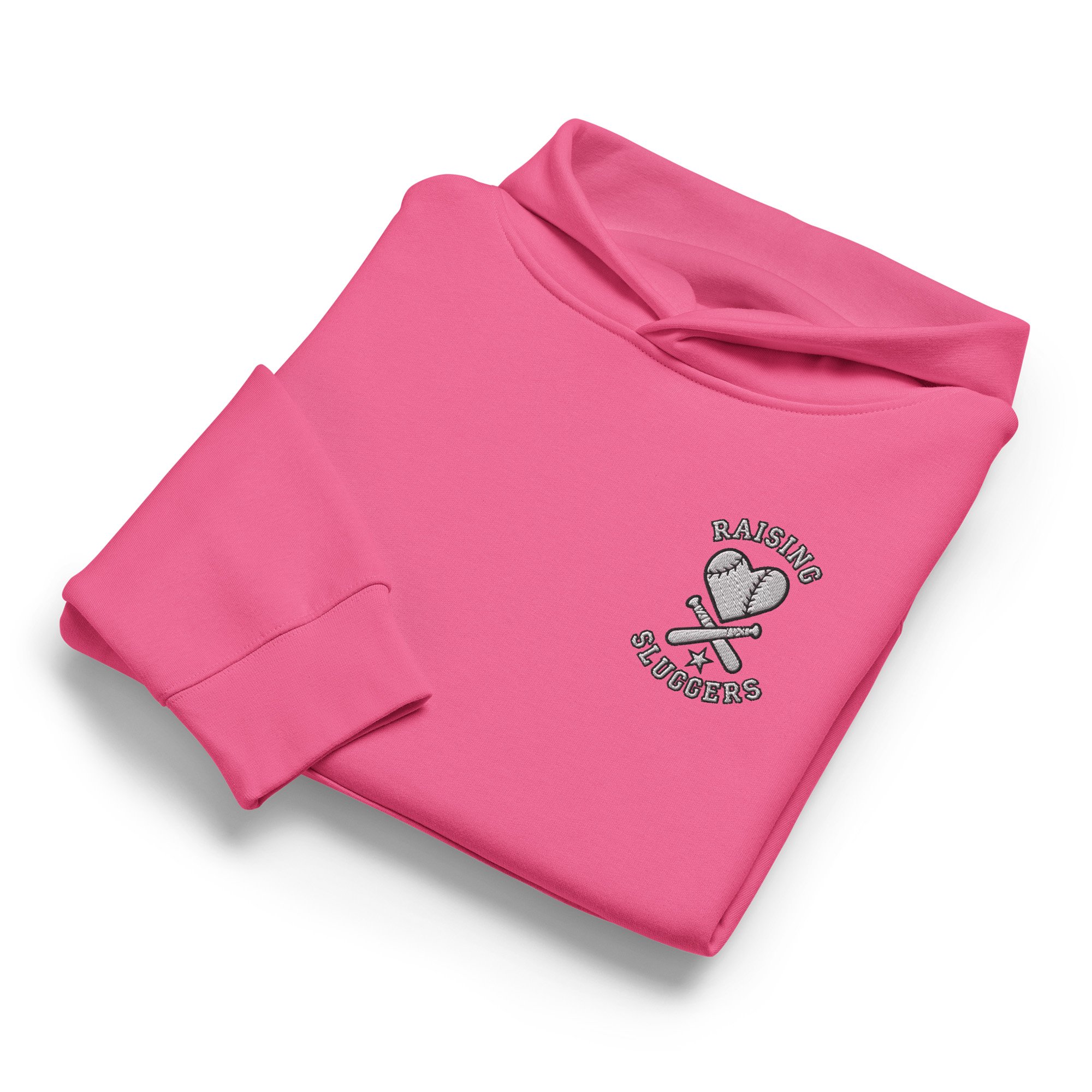 raising sluggers pink hoodie detail.jpg