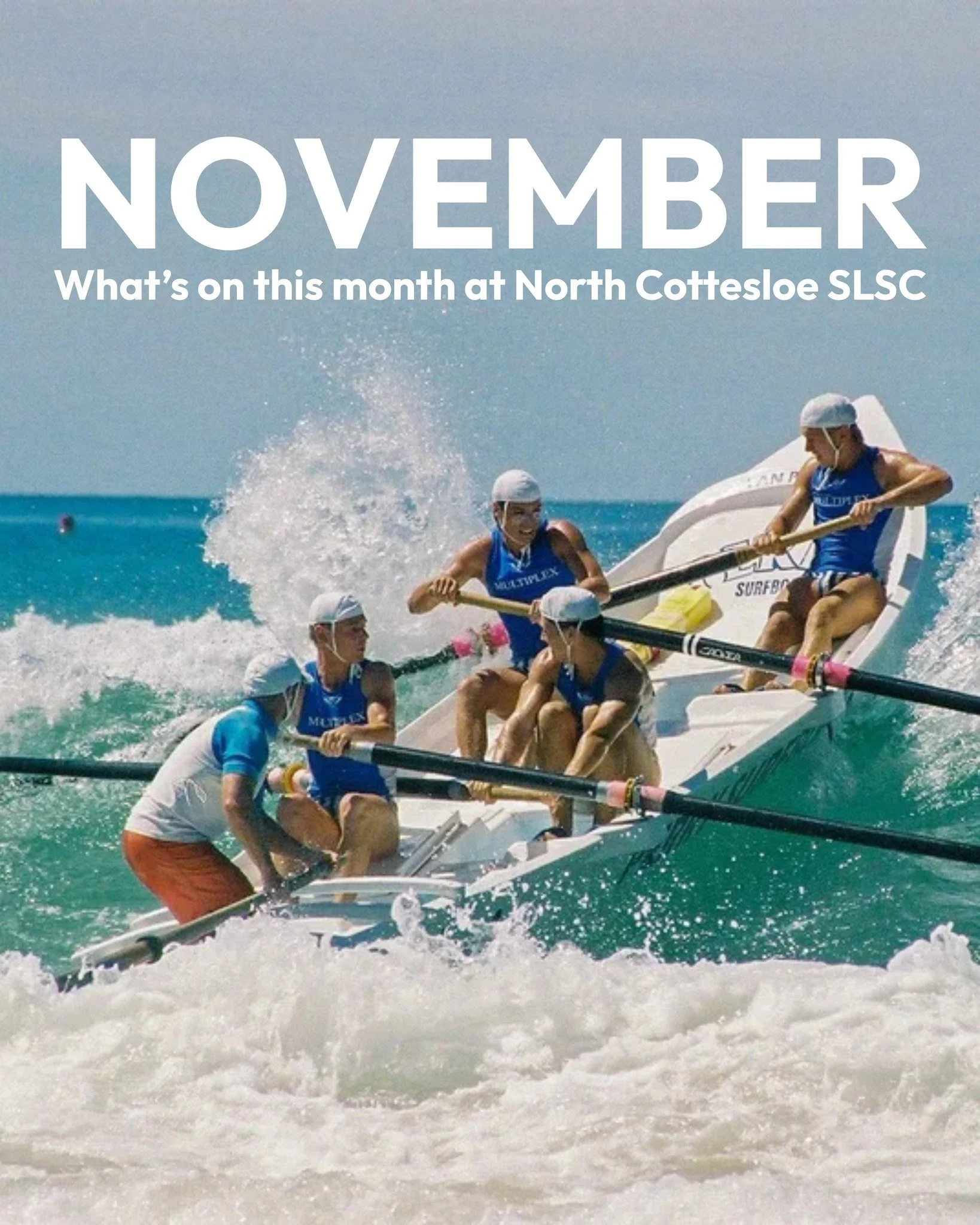 Take a look at what we've got planned for you this month! ☀️ 

Looking forward to seeing a sea of blue on Saturday 8 Nov as we take @swannysurfclub in our inaugural dodgeball competition 🏐 🔧