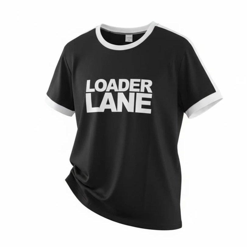 Relaxed Ringer Tee w Bold LL Logo in White