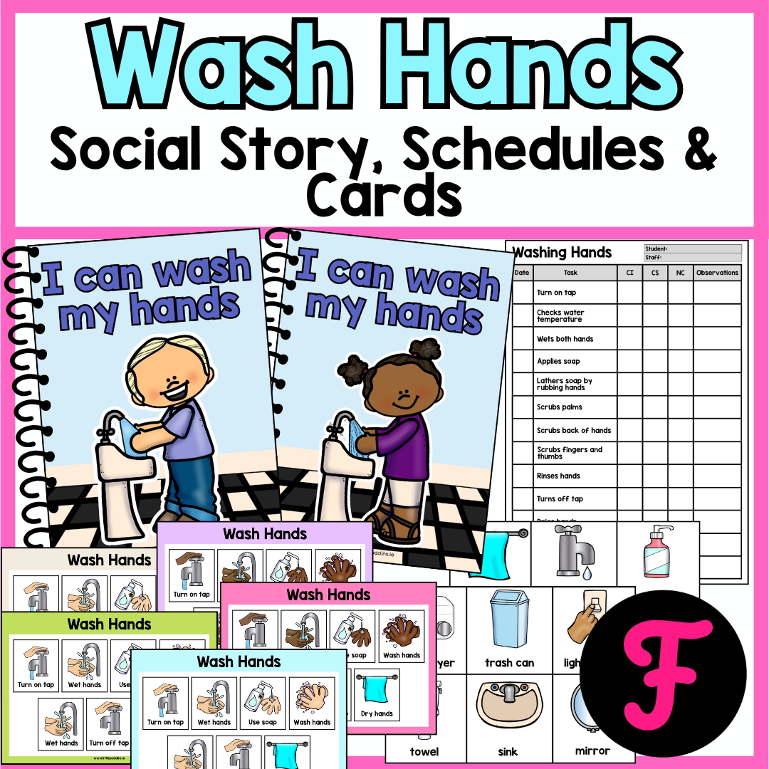 autism wash hands social story schedules and vocab cards.png