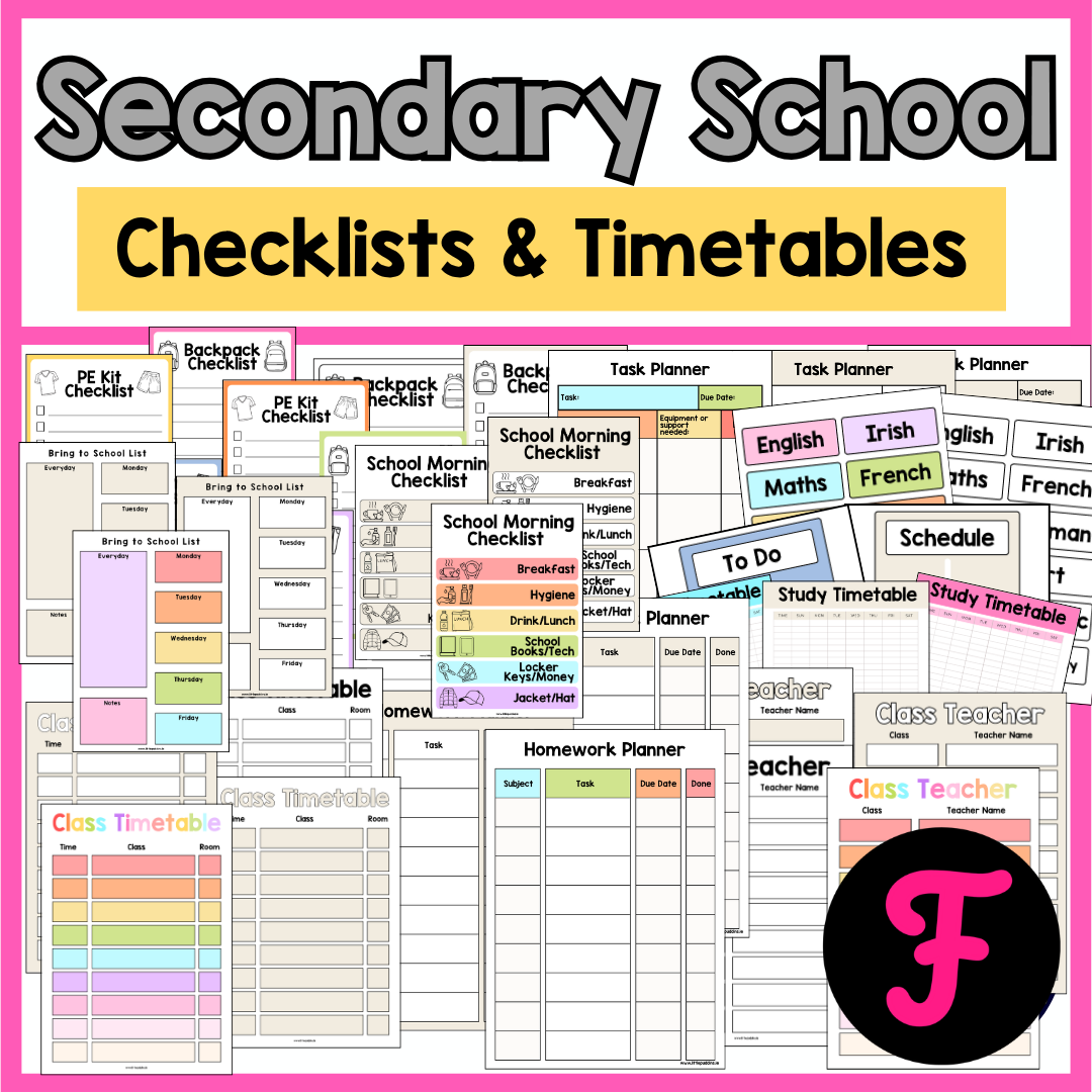 Autism Secondary School Checklists - Timetables-Schedules Bumper Pack