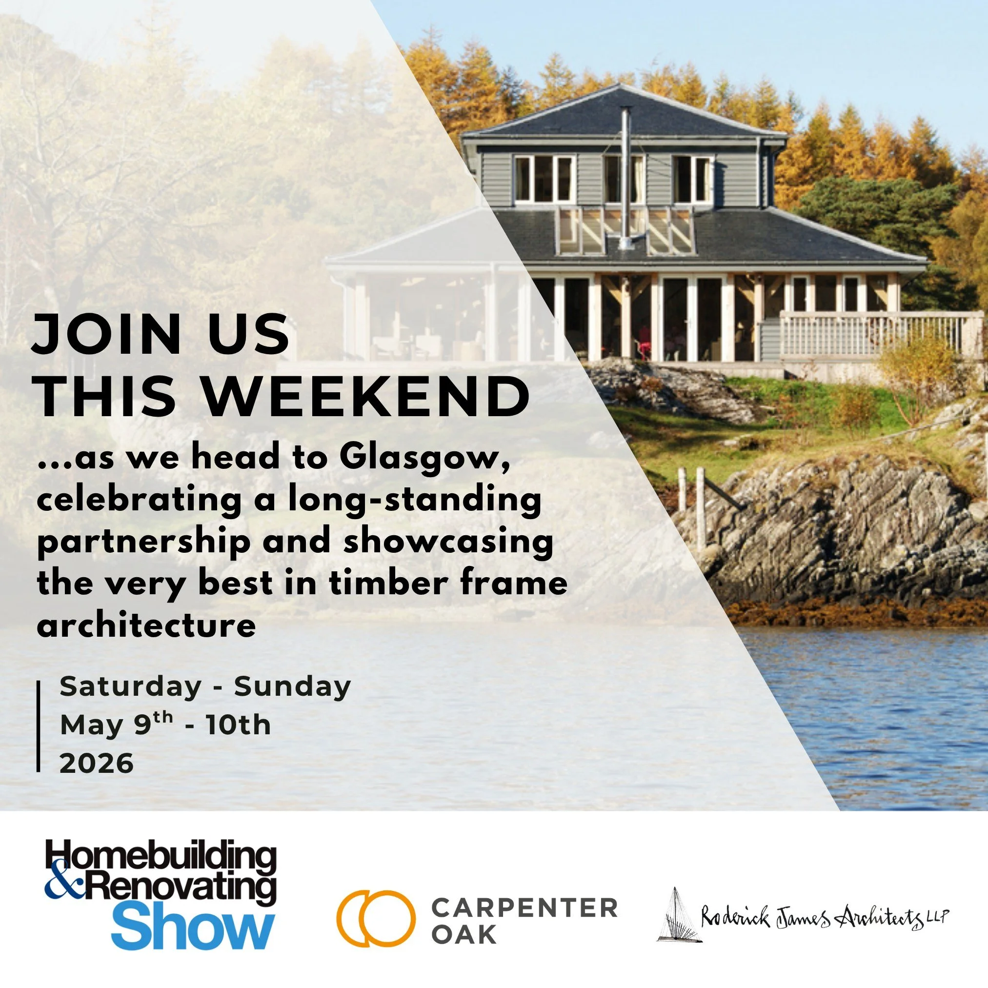 Look out for the Dynamic Duo &ndash; Peter Smith from the RJA Glasgow office, and Fergus Stuart from @carpenter_oak &ndash; they&rsquo;ll both be at the @homebuildingshow  this weekend, showcasing some of the many projects we&rsquo;ve worked on toget