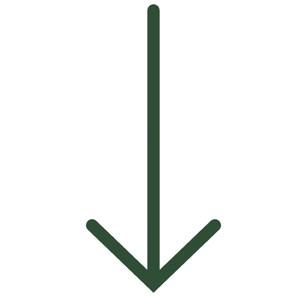 A downward-pointing arrow on a dark green background