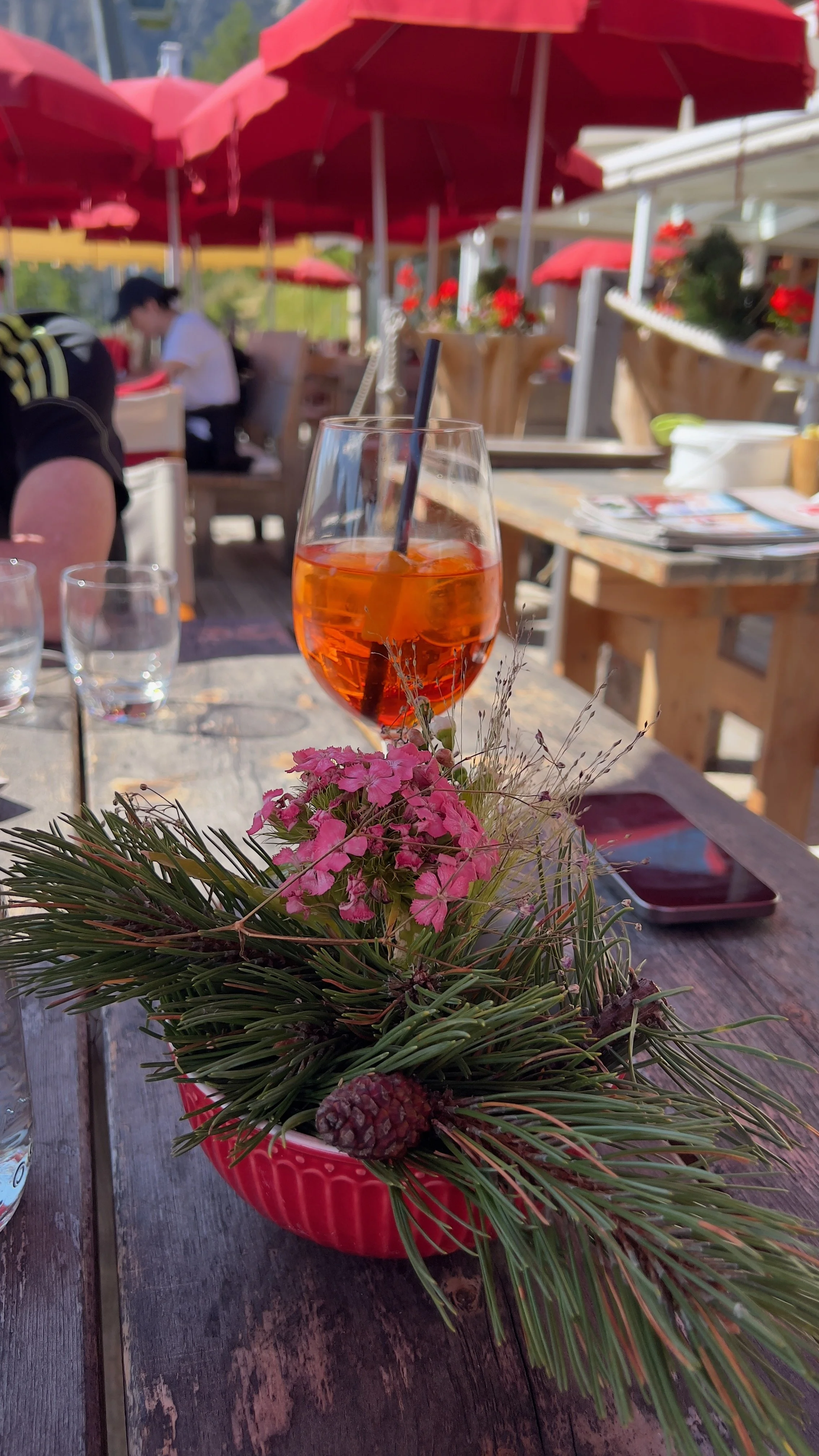 Mountain restaurant terrace in the Dolomites
