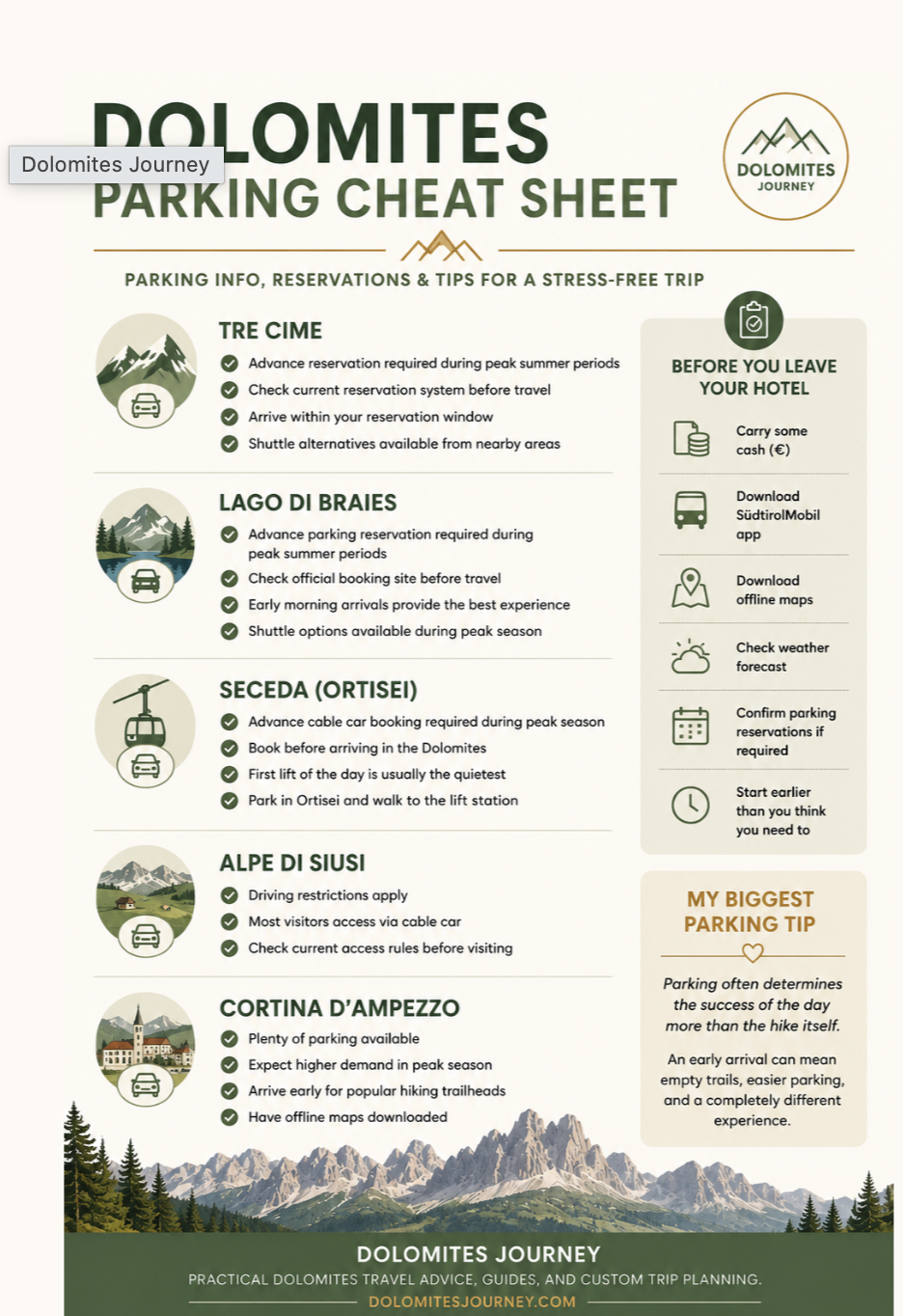 Dolomites parking checklist