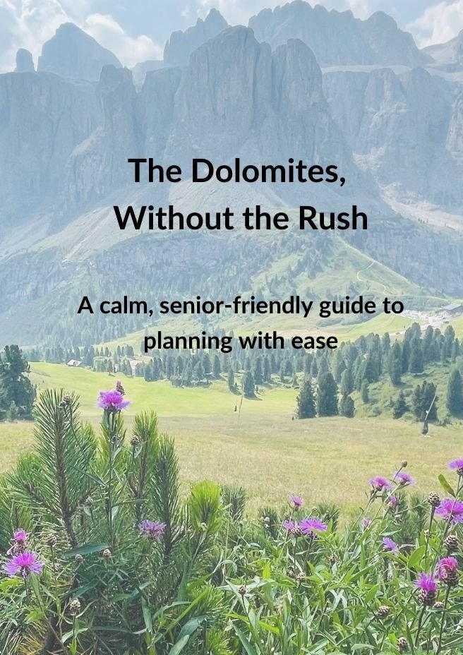 Scenic Dolomites landscape representing a calm, senior-friendly travel guide