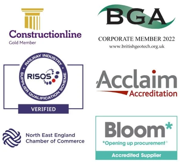 Northpoint engineering accreditations and memberships: Constructionline Gold Member, BGA Corporate Member, RISQS Verified, Acclaim Accreditation, North East England Chamber of Commerce, and Bloom Accredited Supplier.