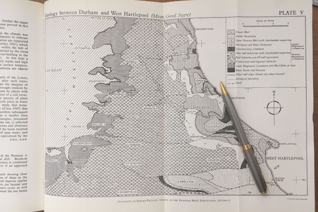 Geology map analysis for North East England (Durham to Hartlepool) used in a Phase 1 Desk Study PRA.