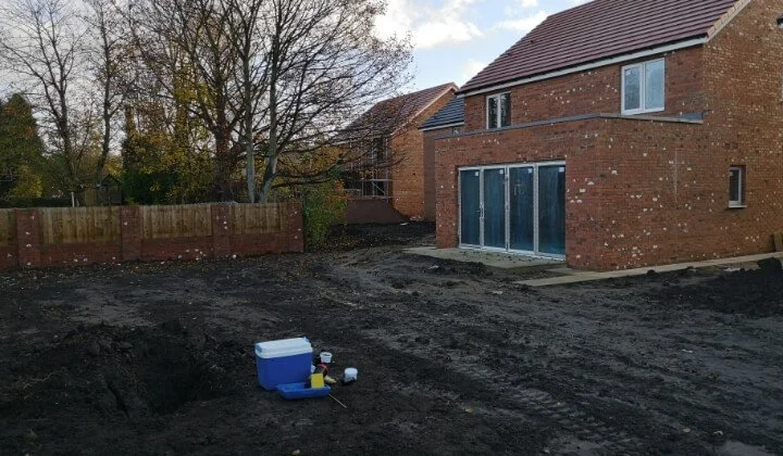 Validation testing equipment on residential development site after land remediation works