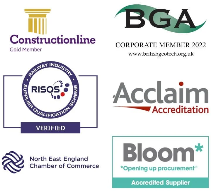 Northpoint engineering accreditations including Constructionline Gold Member, RISQS Verified, Acclaim Accreditation, BGA Corporate Member, North East England Chamber of Commerce, and Bloom Accredited Supplier logos.