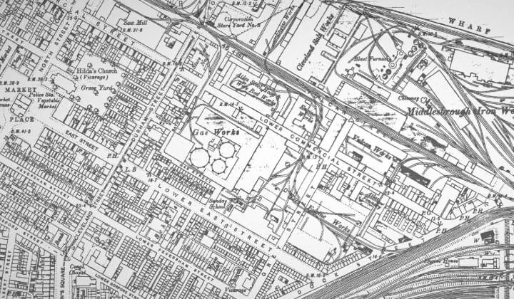 Aerial view of Middlehaven regeneration area showing Outwood Academy development footprint