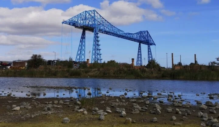 View of Middlesbrough Transporter Bridge overlooking the Outwood Academy development site