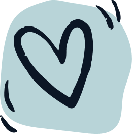 A hand-drawn heart on a light blue background.
