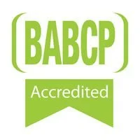 Babcp Accredited logo in green and white