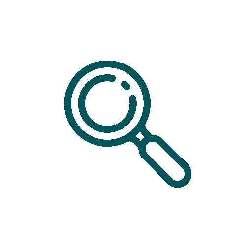 Magnifying glass icon on a black background.