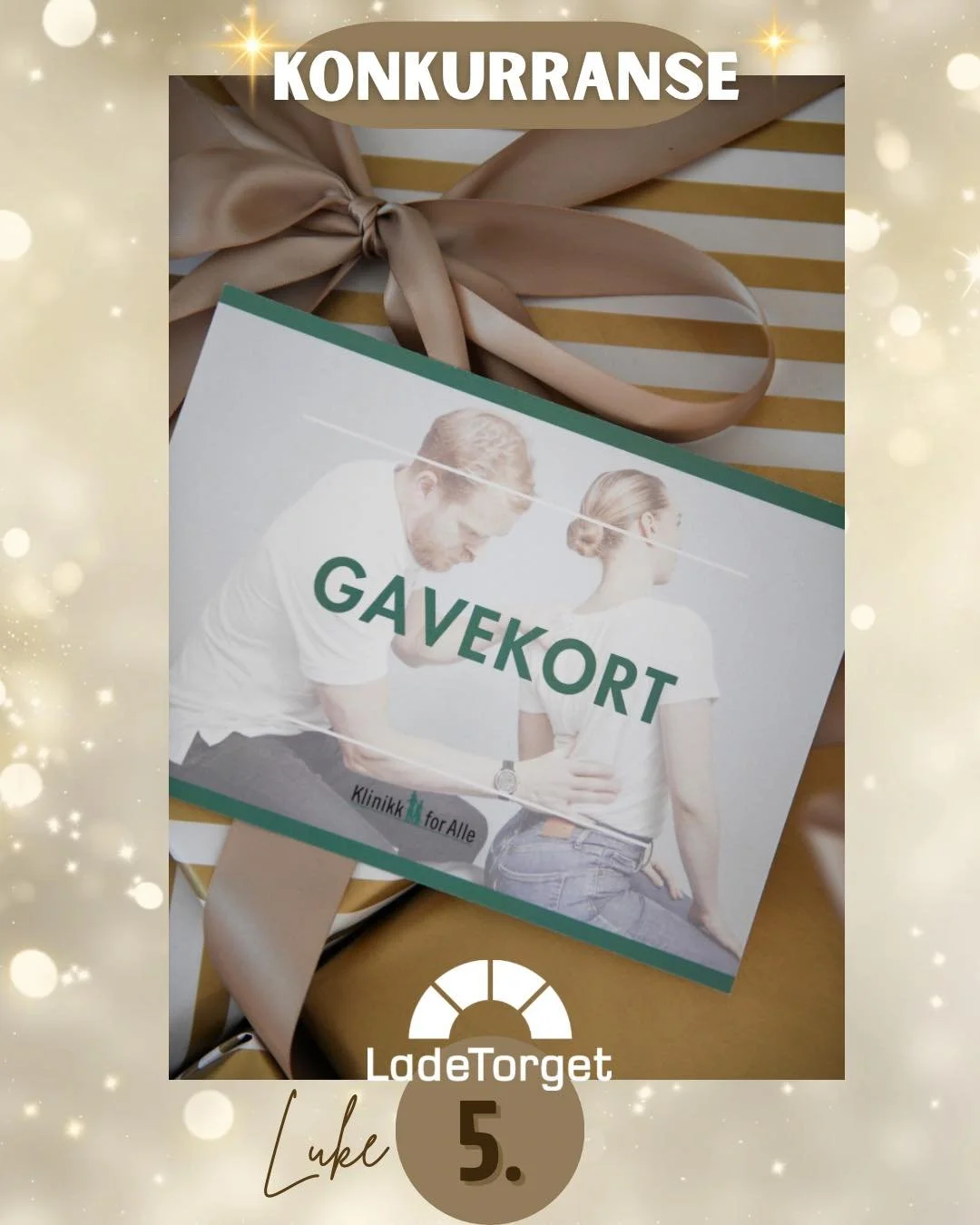 🎄✨ Adventskonkurranse p&aring; Ladetorget! ✨🎄
I dag kan du vinne:

🎁  Massasje fra Klinikk for Alle, verdi 700kr

For &aring; delta:
1️⃣ F&oslash;lg Ladetorget p&aring; Instagram/Facebook
2️⃣ Svar p&aring; dagens sp&oslash;rsm&aring;l i kommentarf