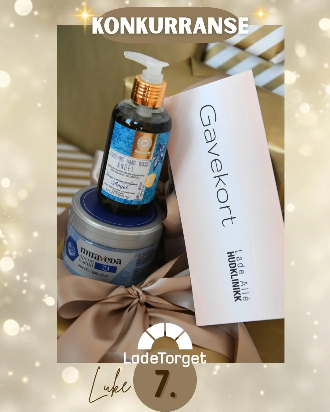 🎄✨ Adventskonkurranse p&aring; Ladetorget! ✨🎄
I dag kan du vinne:

🎁 Scrub, h&aring;nds&aring;pe og gavekort 200,- p&aring; en behandling fra LADEHUD 

For &aring; delta:
1️⃣ F&oslash;lg Ladetorget p&aring; Instagram/Facebook
2️⃣ Svar p&aring; dag