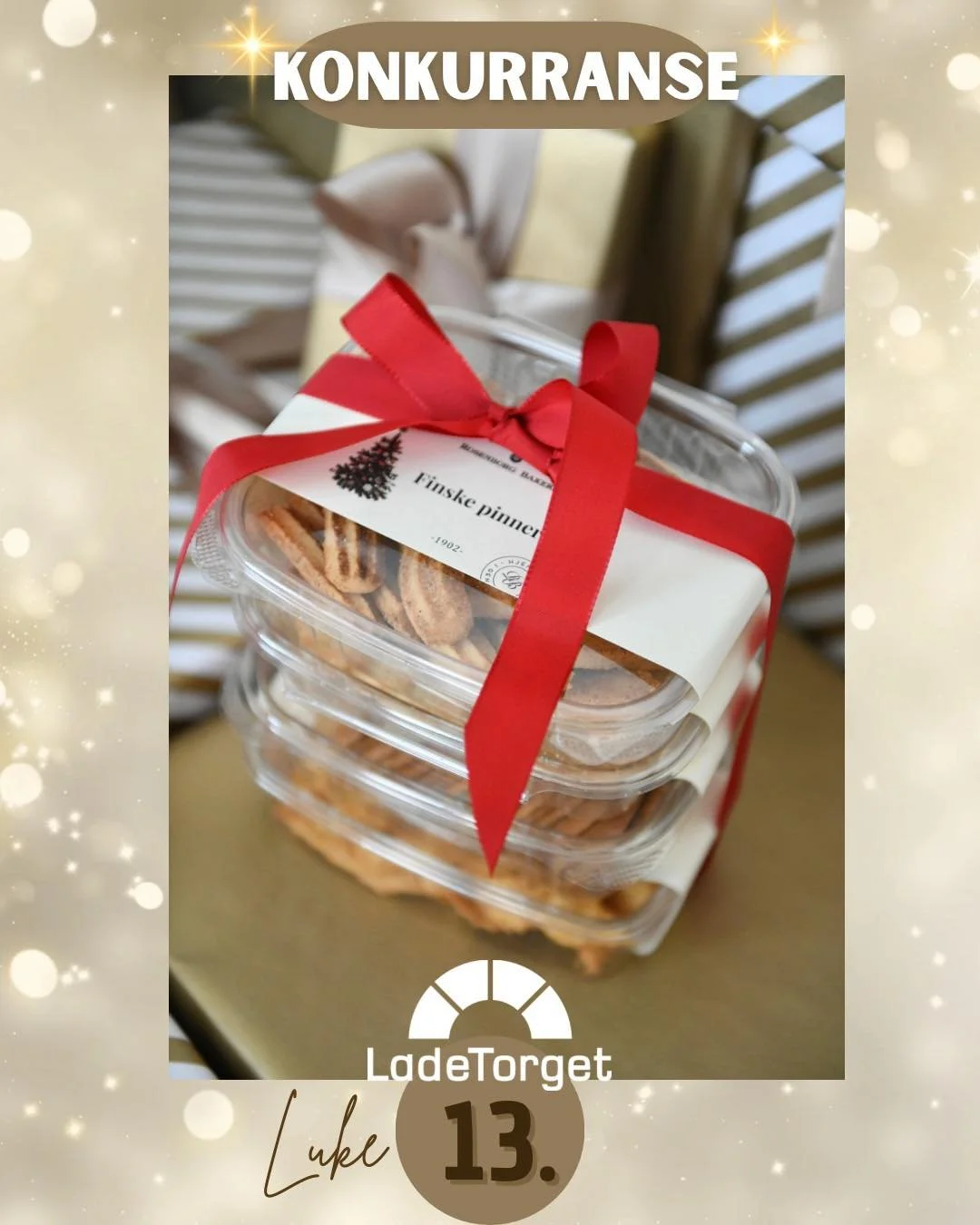 🎄✨ Adventskonkurranse p&aring; Ladetorget! ✨🎄
I dag kan du vinne:

🎁4 bokser valgfri kjeks fra ROSENBORG BAKERI. 

For &aring; delta:
1️⃣ F&oslash;lg Ladetorget p&aring; Instagram/Facebook
2️⃣ Svar p&aring; dagens sp&oslash;rsm&aring;l i kommentar