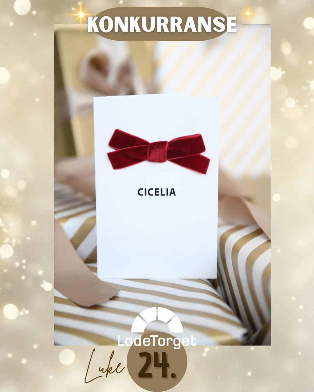 🎄✨ Adventskonkurranse p&aring; Ladetorget! ✨🎄
I dag kan du vinne:

🎁 Gavekort 1.000,- fra Cicelia LadeTorget

For &aring; delta:
1️⃣ F&oslash;lg Ladetorget p&aring; Instagram/Facebook
2️⃣ Svar p&aring; dagens sp&oslash;rsm&aring;l i kommentarfelte