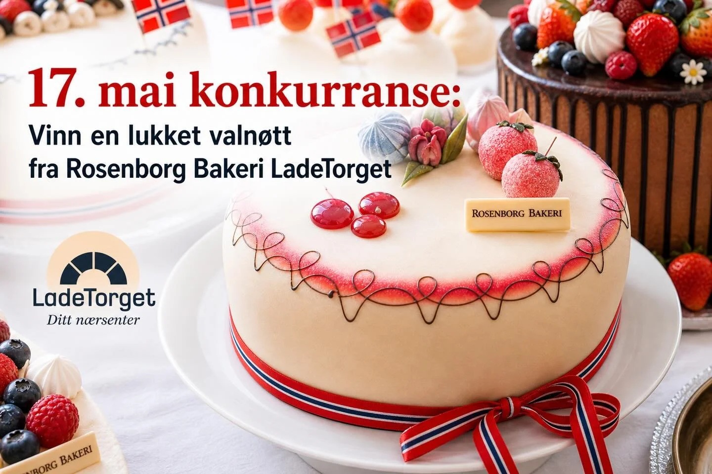 🎉 17. mai-konkurranse! 🇳🇴

Vil du feire nasjonaldagen med noe skikkelig godt? 🤍❤️💙
N&aring; kan du vinne en lukket valn&oslash;tt fra Rosenborg Bakeri p&aring; LadeTorget!

Slik deltar du:
✨ Lik innlegget
✨ F&oslash;lg oss
✨ Tagg en du vil dele 
