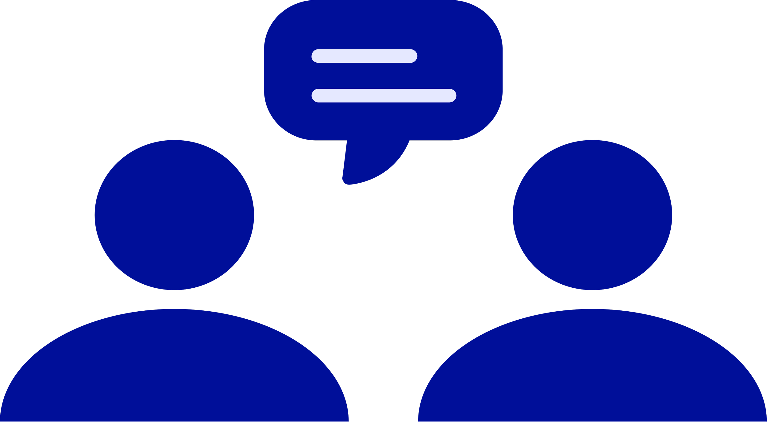 User interview icon, with two blue human icons with a speech bubble above them containing lines of text, symbolizing conversation or communication.