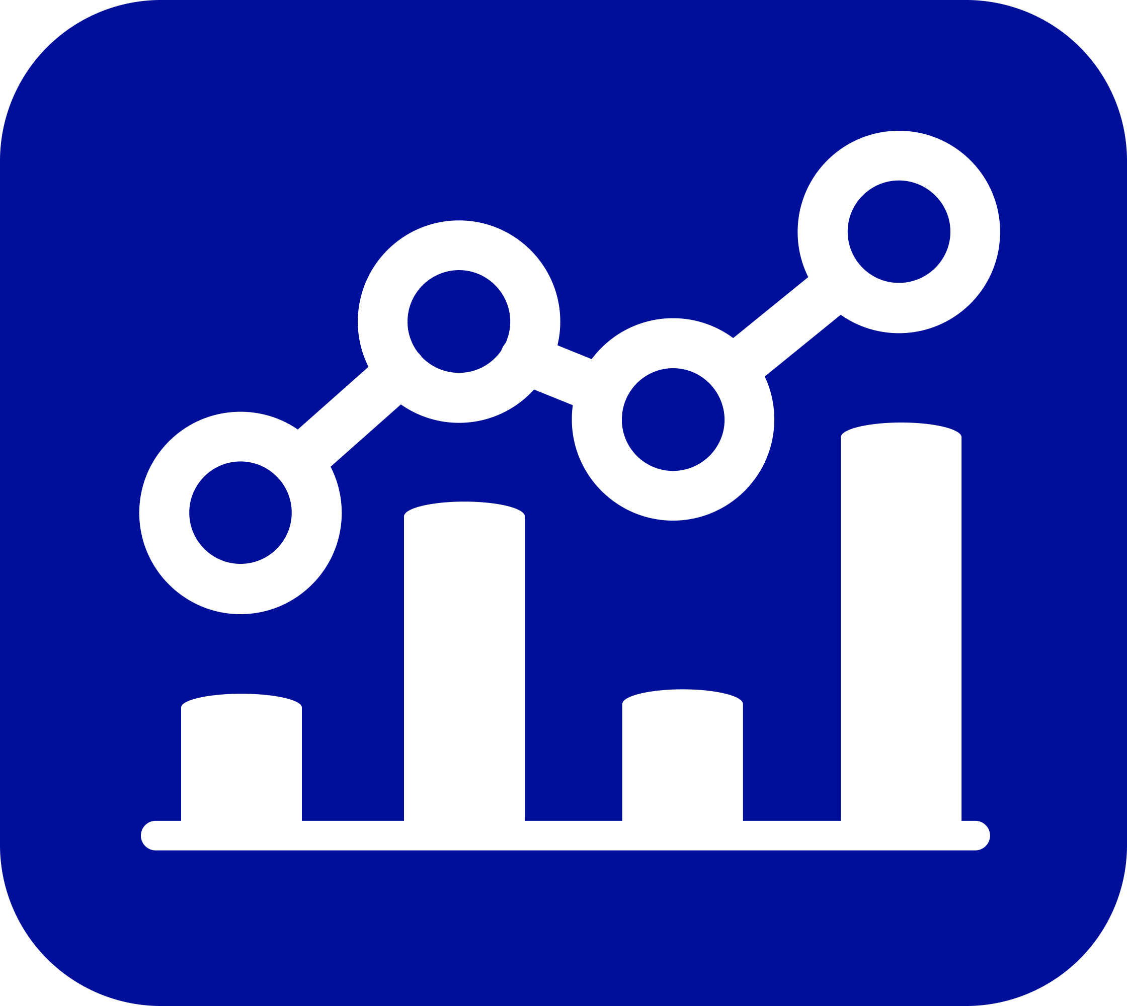 Competitive analysis Icon of a bar chart with an upward trending line graph overlaid.