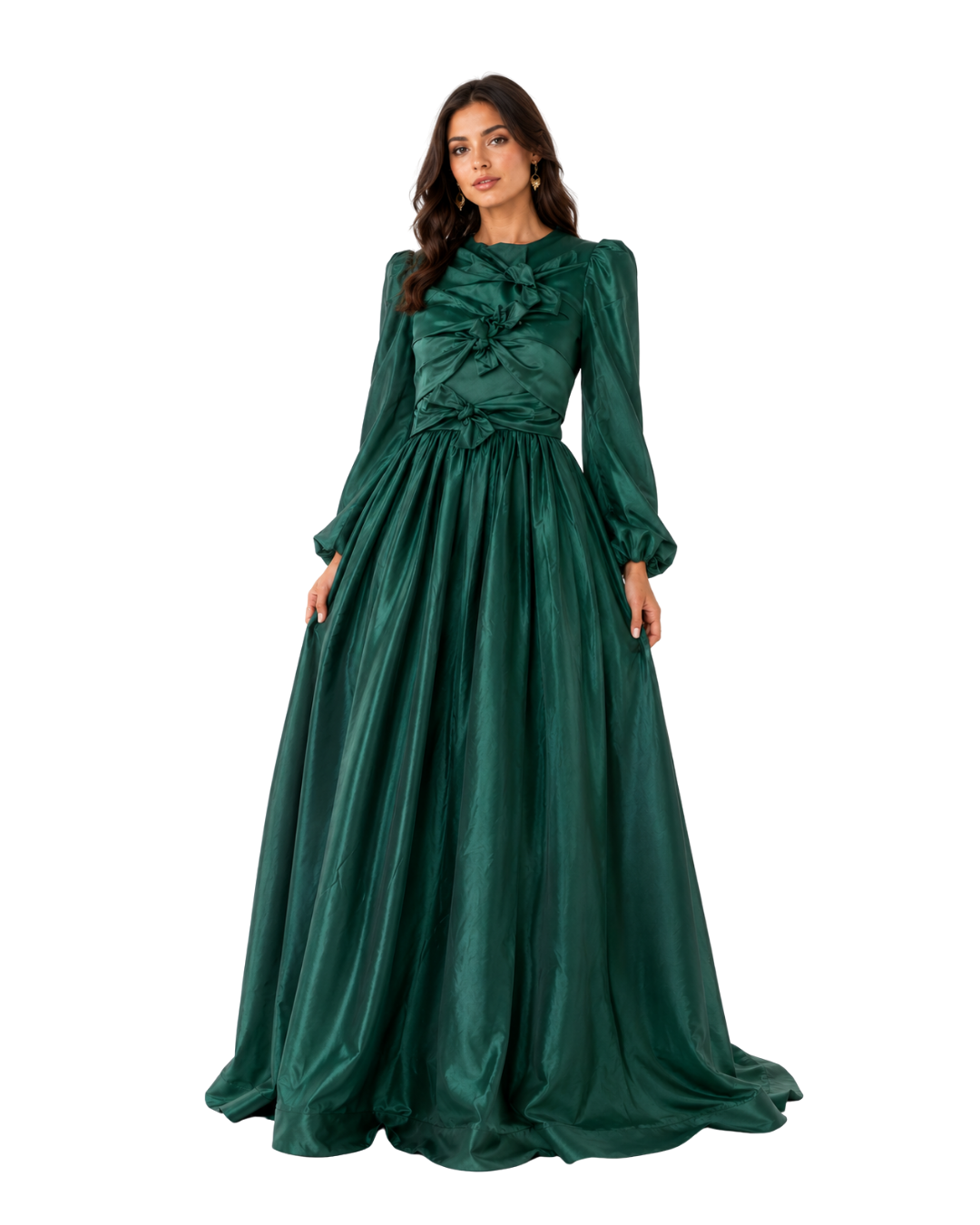 Malka Majesty Emerald Bow Maxi Dress (12,14/314)