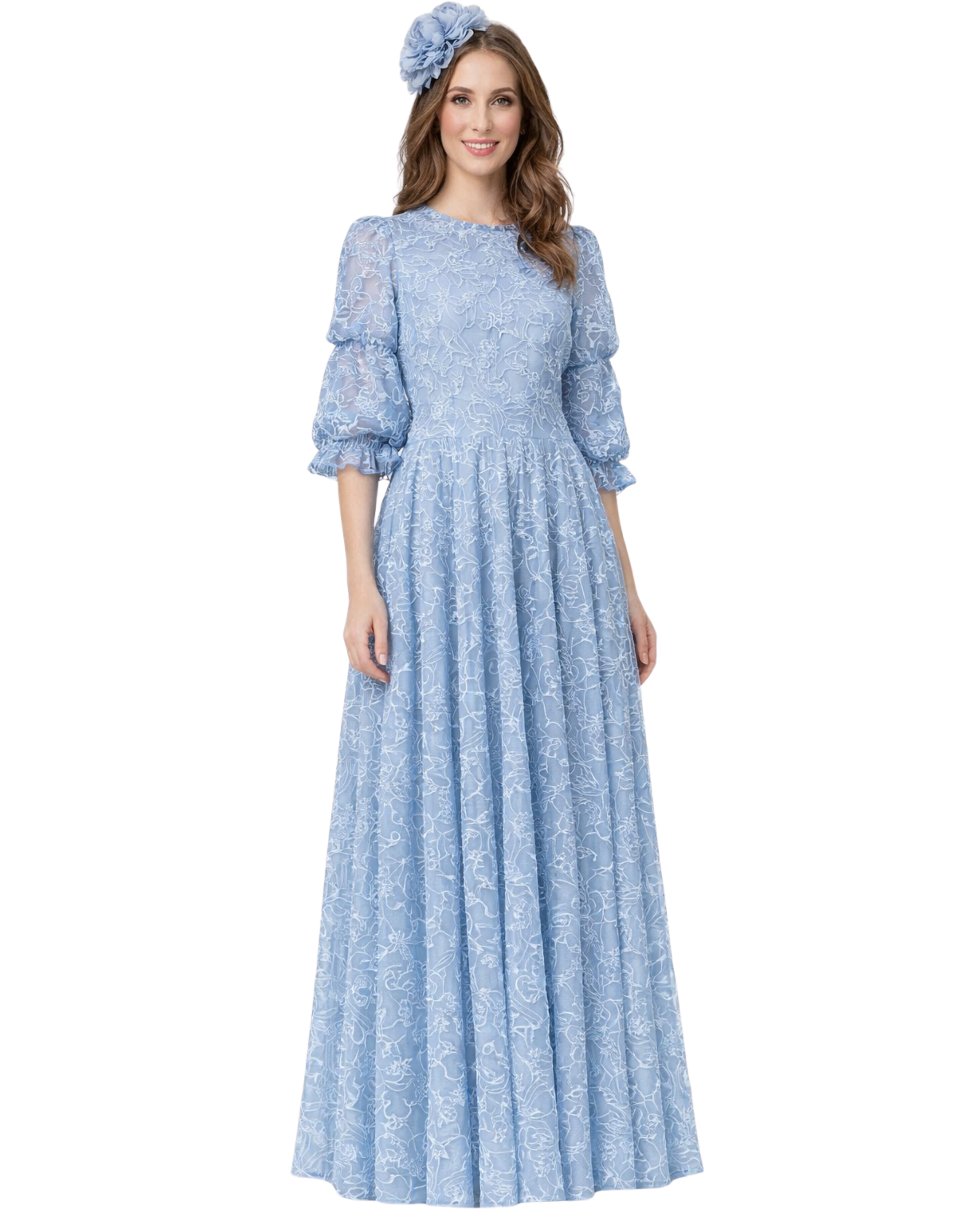 Miri Couture Embroidered blue gown