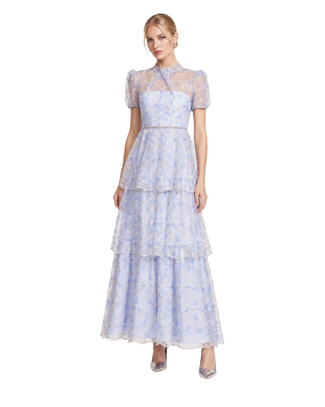 Self-Portrait Powder Blue Lace Maxi Dress (6/329)