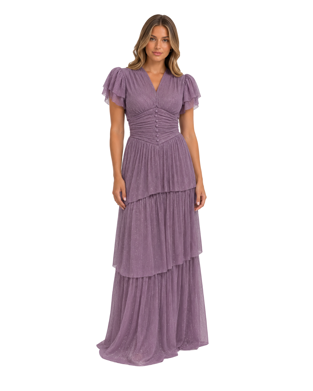 Sabina Musayav metallic teired gown purple (10/325)