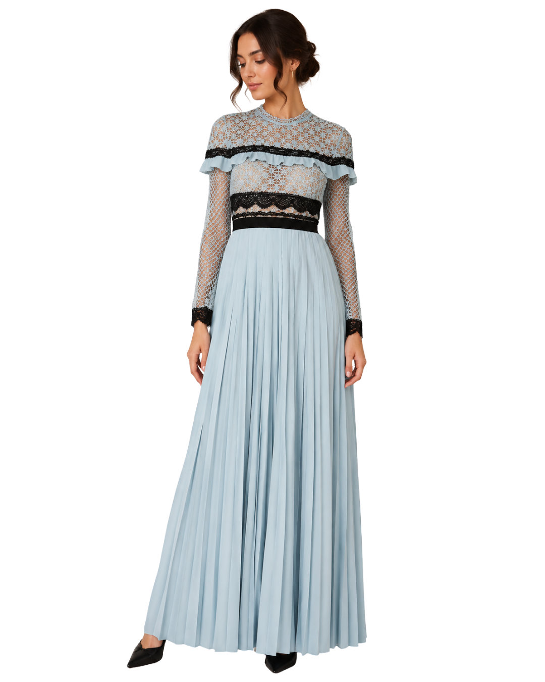 Self Portrait Duck-Egg Bellis Lace Maxi Dress