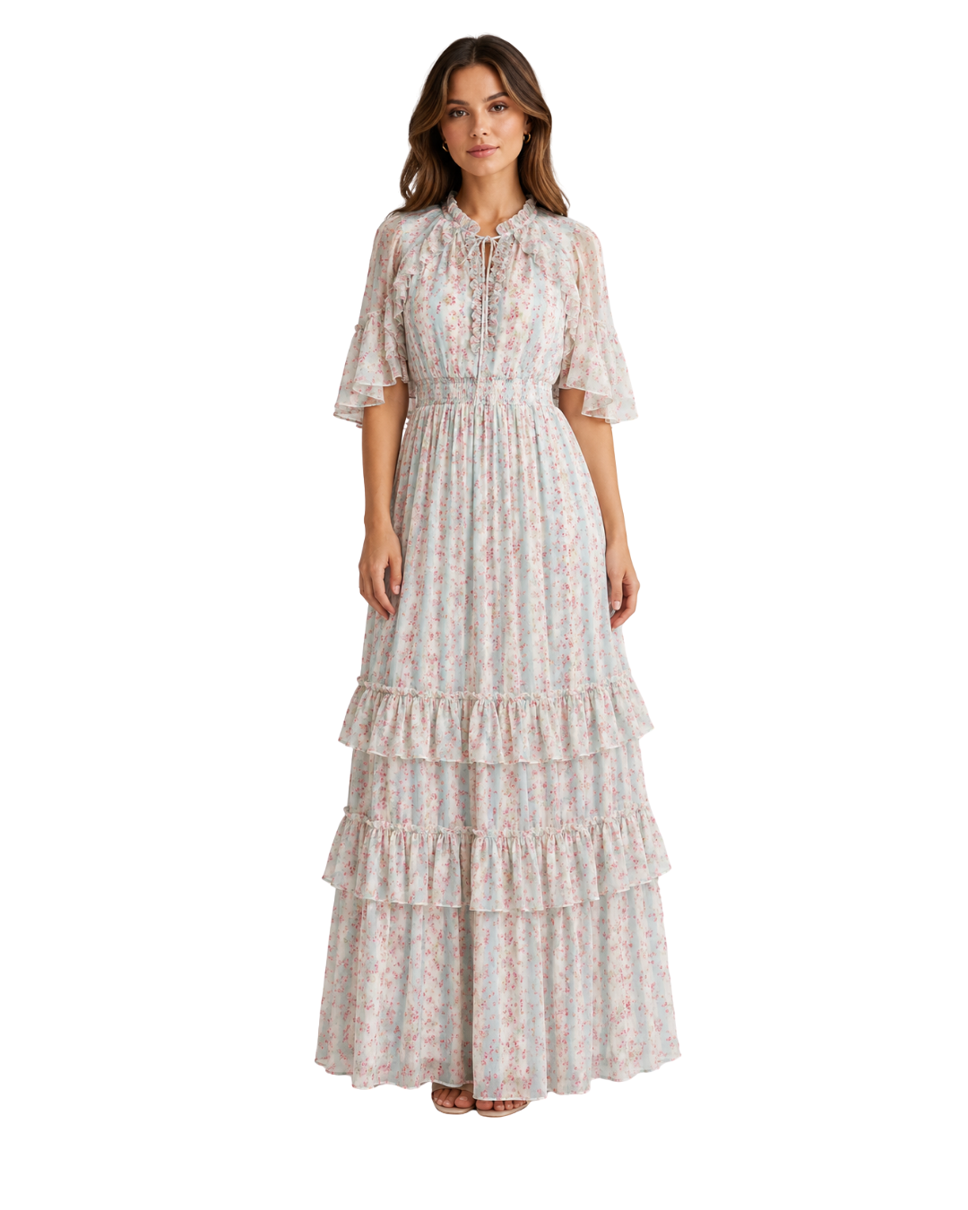 Needle & Thread Bluebell Floral Ruffle Gown (10/309)
