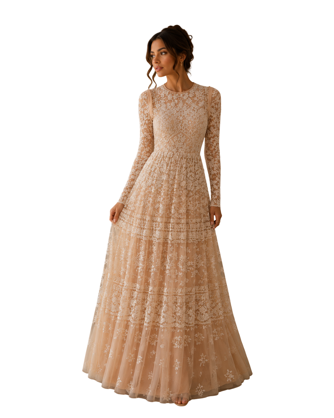 Needle & Thread Aurora Gown - Beige