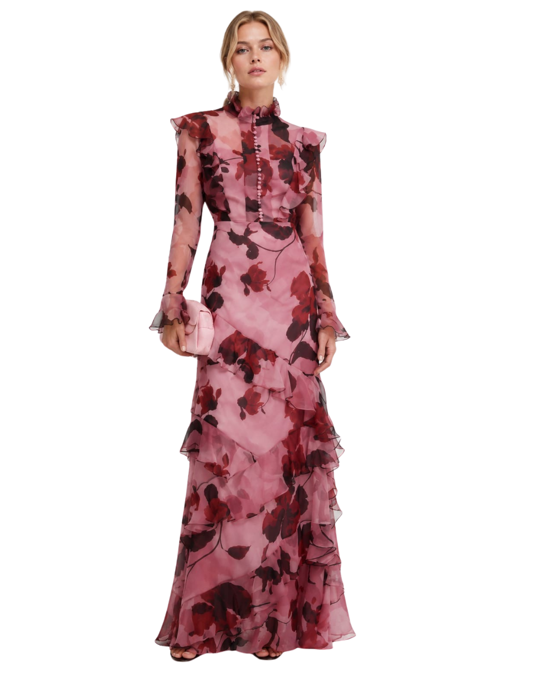 Erdem Ruffle Trimmed Floral Silk Voile Gown