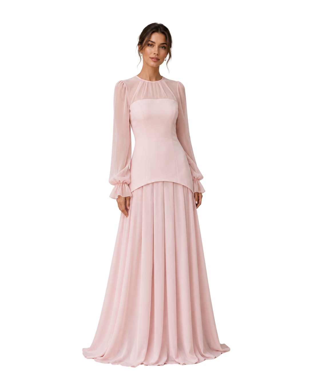 saffiya pink chiffon gown