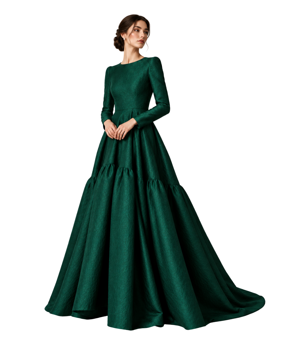 Carolina Herrera Green Floral Embroidered Gown (10,12/111)