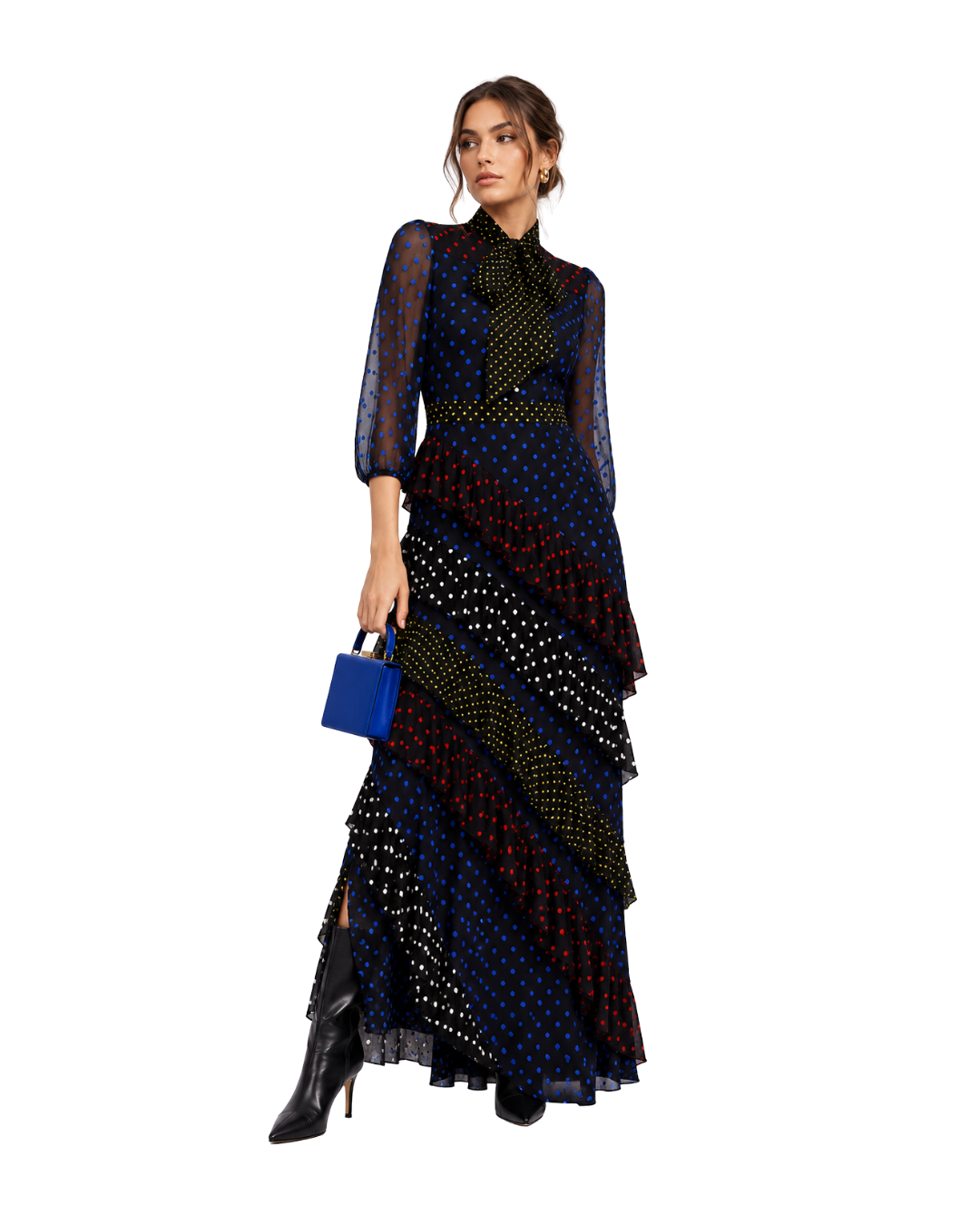 Alice and Olivia Lessie Ruffled Polka-dot Silk  dress website.png