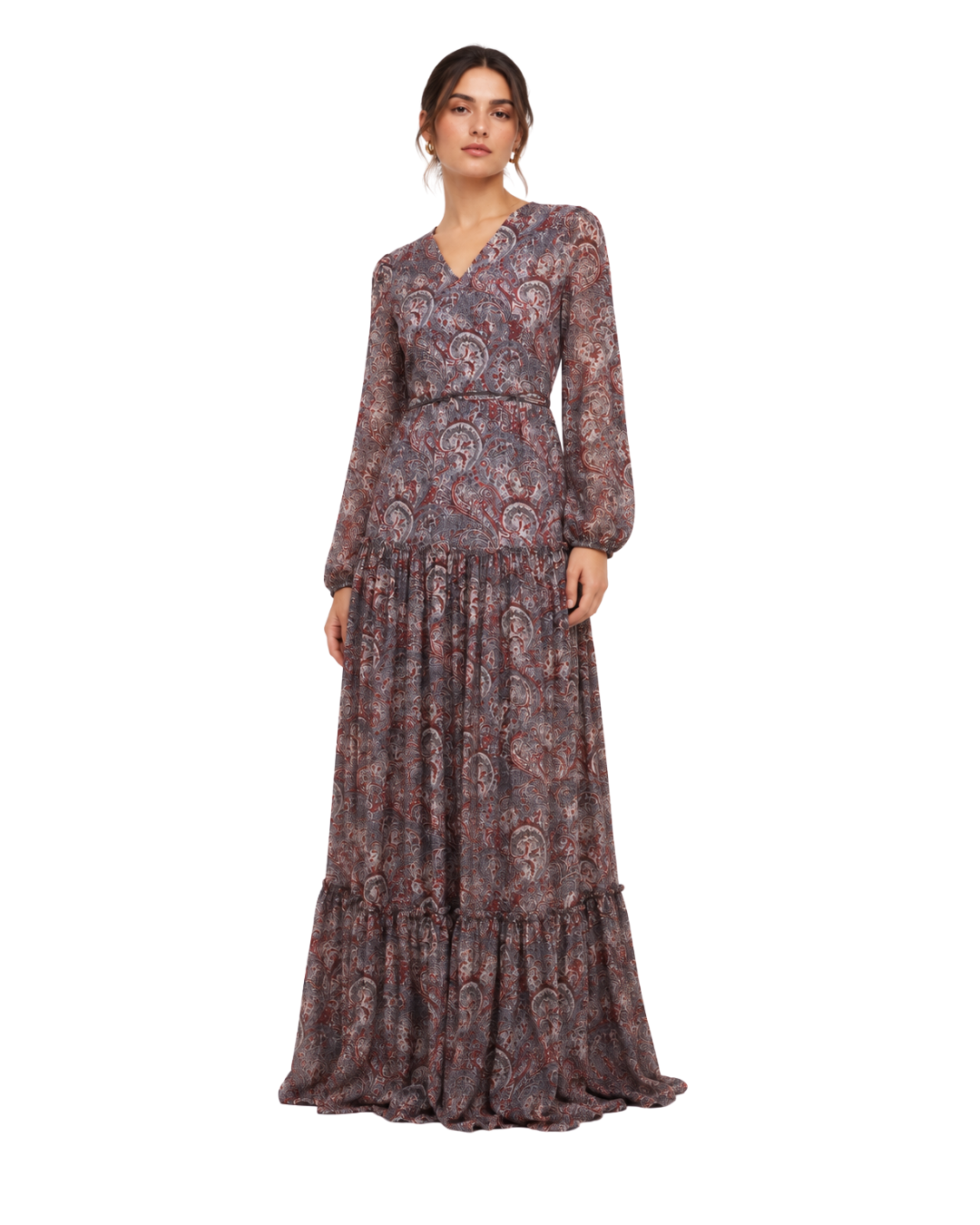Mikael Aghal Paisley Tiered Maxi Gown (6/299)