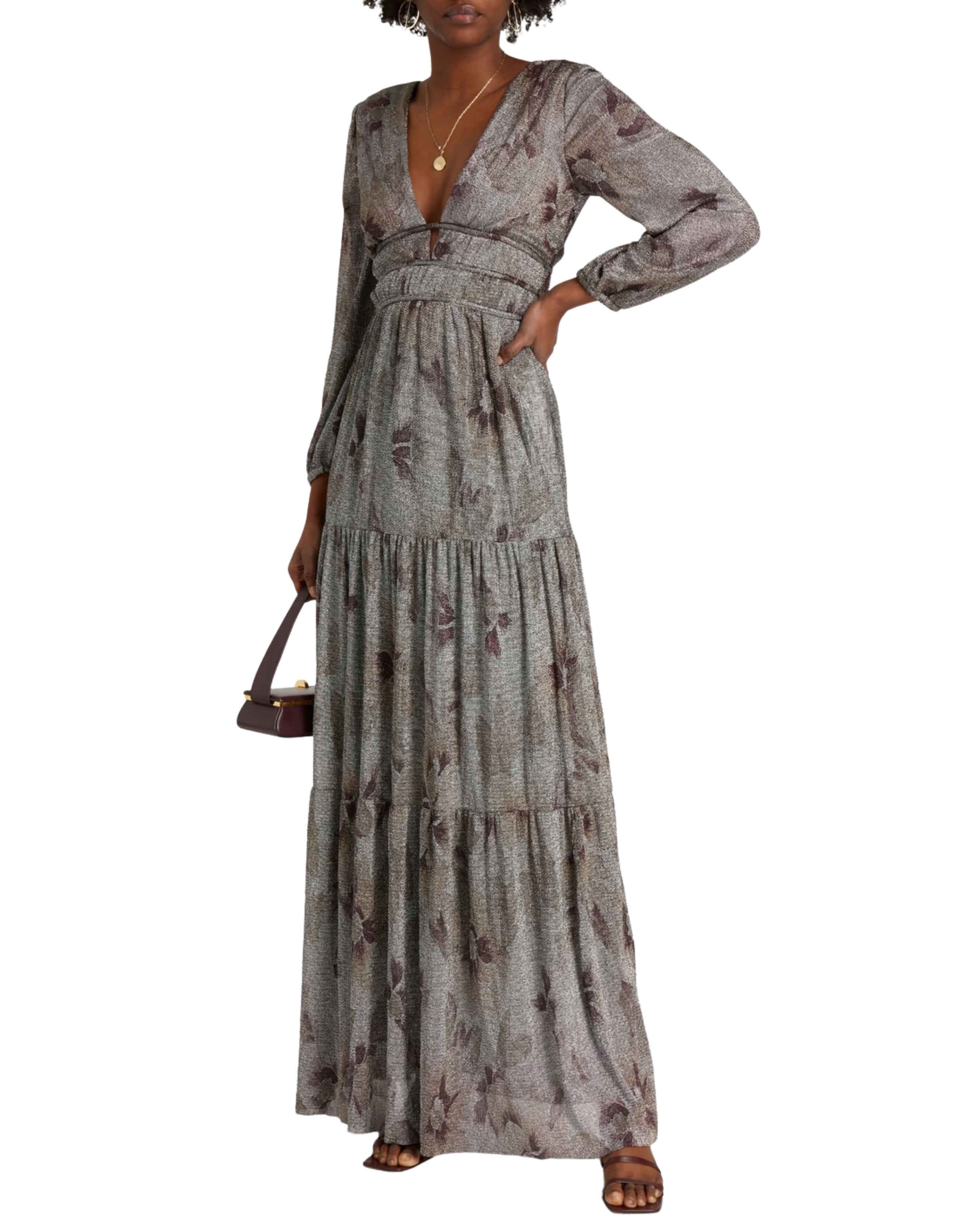 Ba&sh Lili printed silver maxi dress