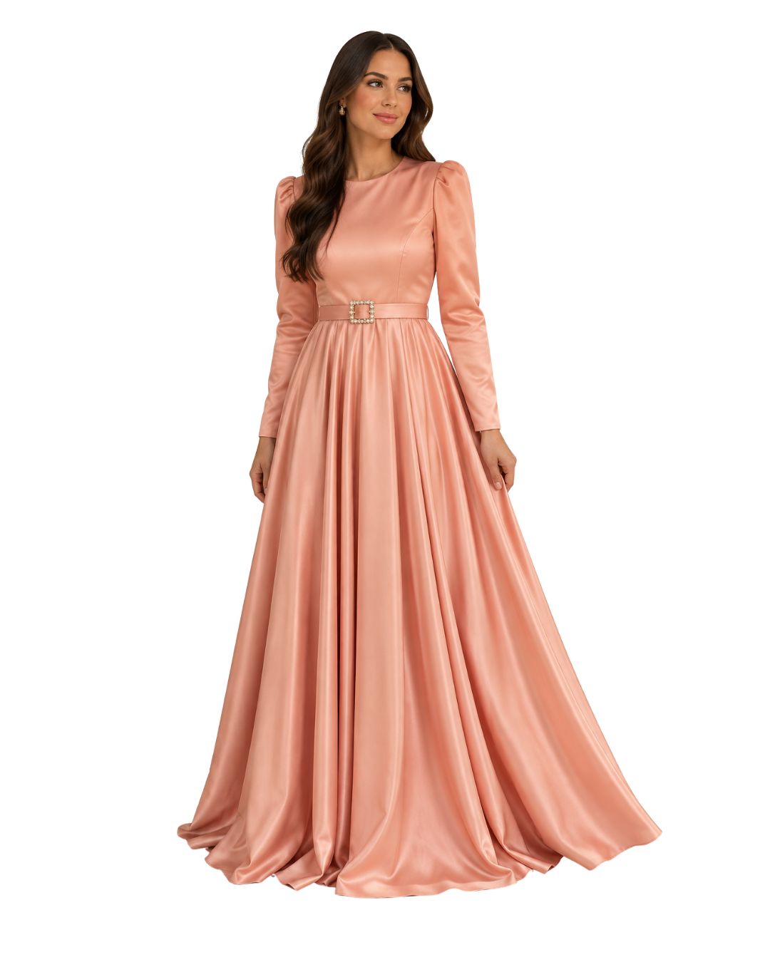 Custom Made Blush Satin Gown (12/335)