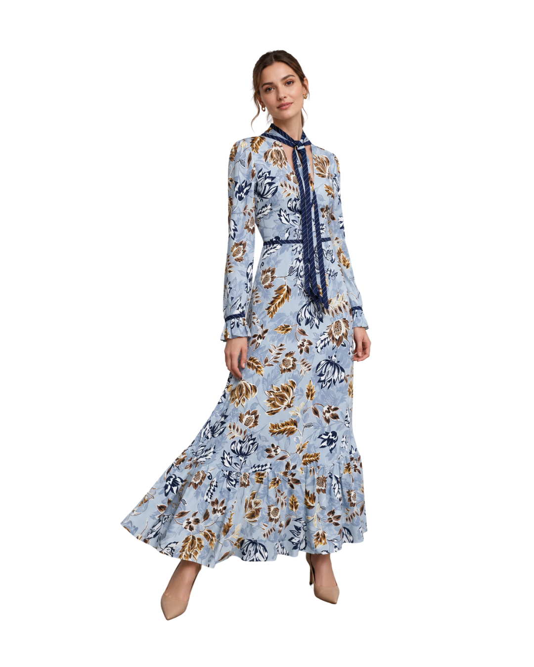 BCBG Max Azria Floral Tie-Neck Maxi Dress website.png