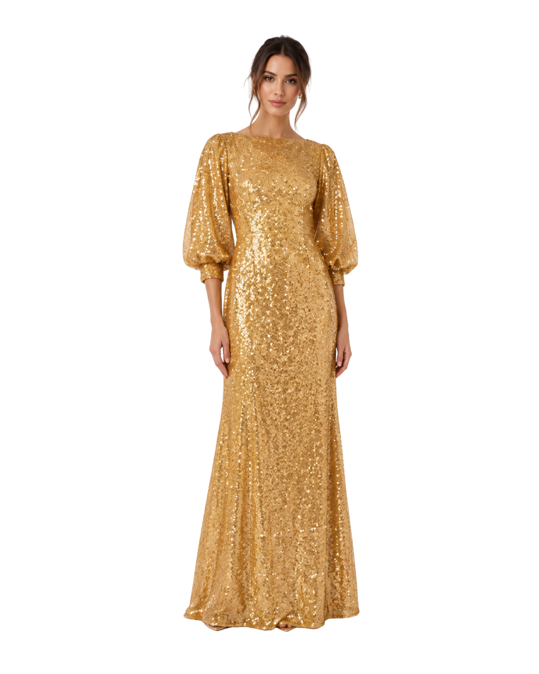 Badgley Mischka Gold Sequin Gown (8/319)