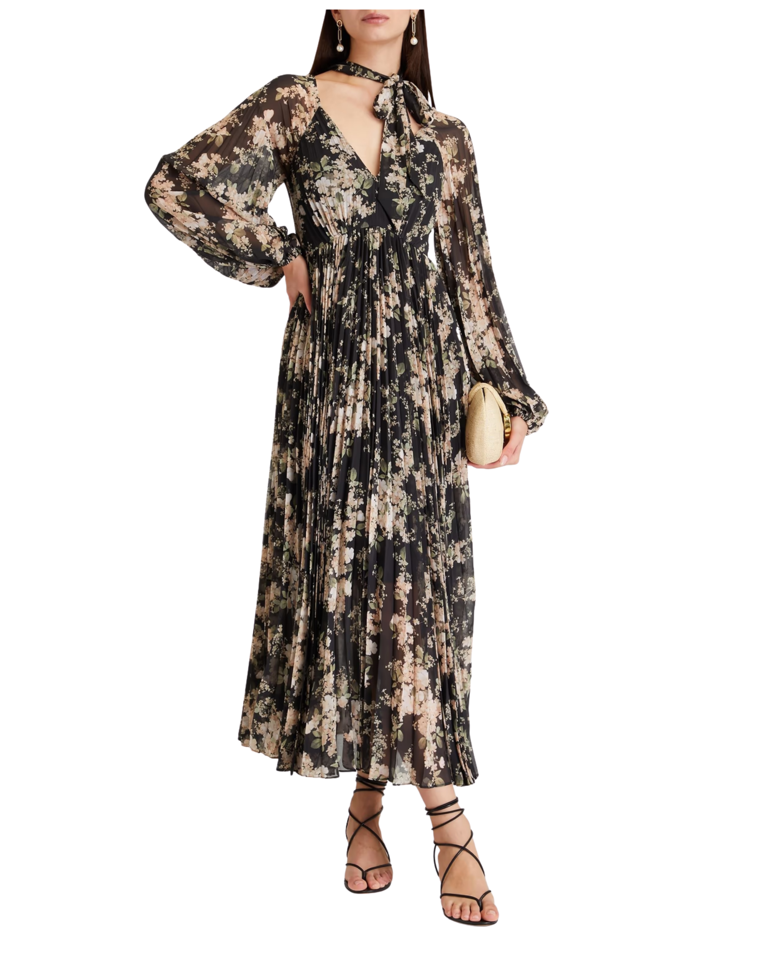 Zimmermann Pleated floral-print georgette midi dress