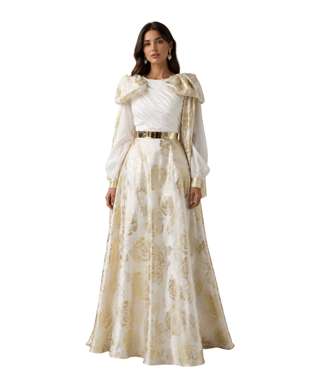 Custom Made Mikaela Ivory Gold Brocade Gown (12,14/317)